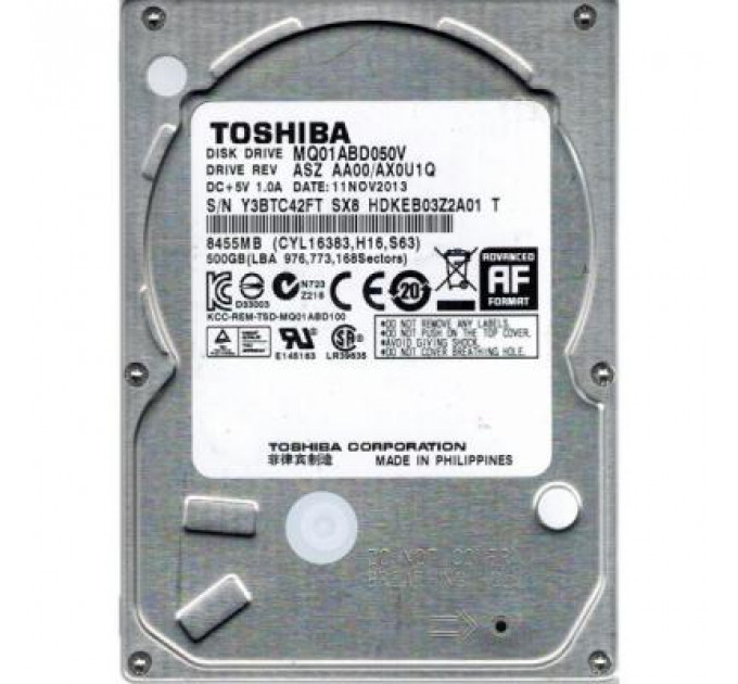 Жорсткий диск для ноутбука 2.5" 500GB Toshiba (# MQ01ABD050V #)