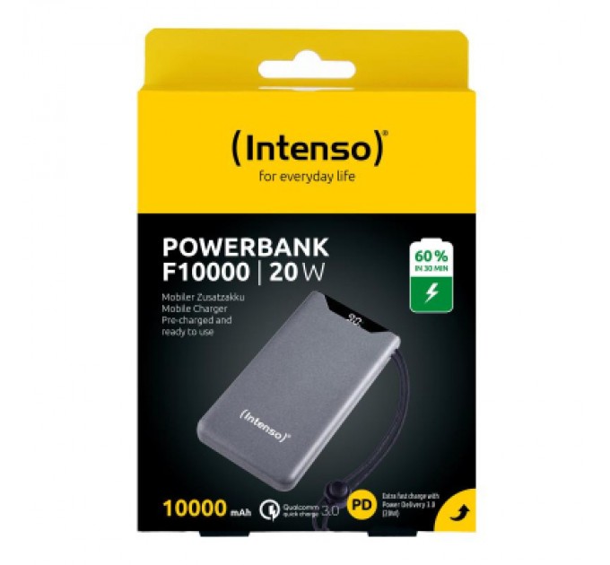 Intenso Батарея універсальна Intenso F10000 10000mAh QC3.0 grey (7332034)