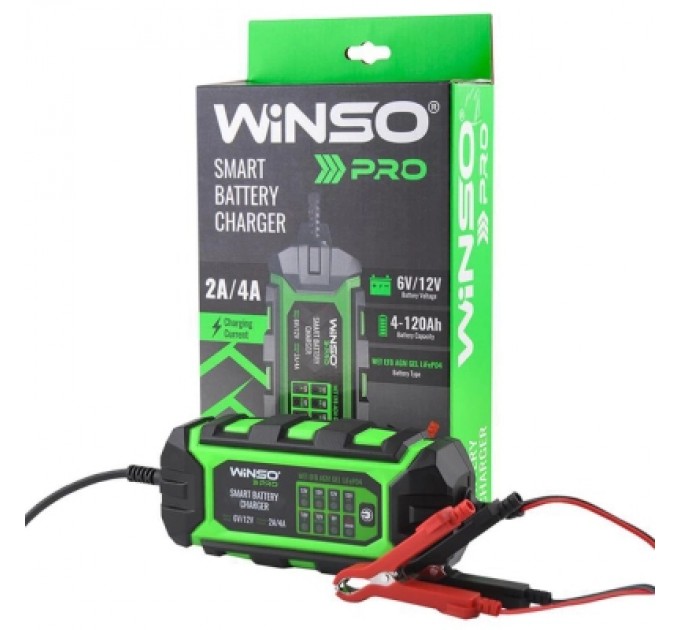 WINSO Зарядний пристрій для автомобільного акумулятора WINSO PRO 8LEDs 4A, 6V/12V, 4-120Ah (139310)
