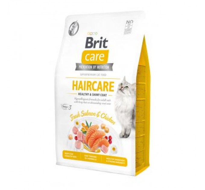 Brit Care Сухий корм для кішок Brit Care Cat GF Haircare Healthy and Shiny Coat 2 кг (8595602540884)