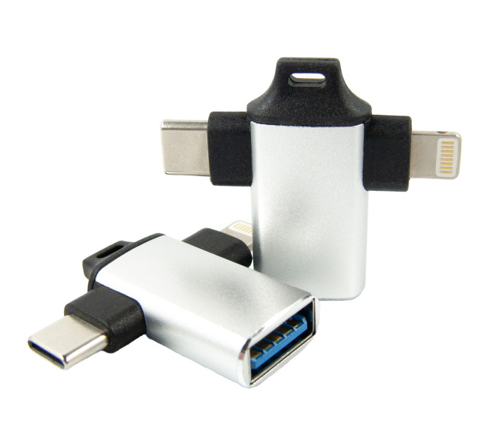 Dengos Адаптер Dengos OTG USB-Lightning/USB Type-C Silver (ADP-022)