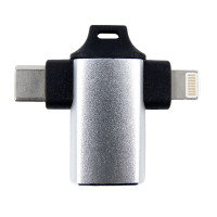 Адаптер Dengos OTG USB-Lightning/USB Type-C Silver (ADP-022)