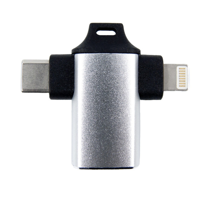 Dengos Адаптер Dengos OTG USB-Lightning/USB Type-C Silver (ADP-022)
