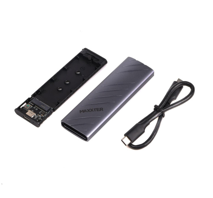 Maxxter Зовнішня кишеня Maxxter M.2 NVMe PCIe, USB 3.2 Type-C, Metal, Black (EHDE-2280S-01)