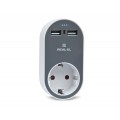 REAL-EL Сетевое зарядное устройство с розеткой REAL-EL CS-20, белый-серый
