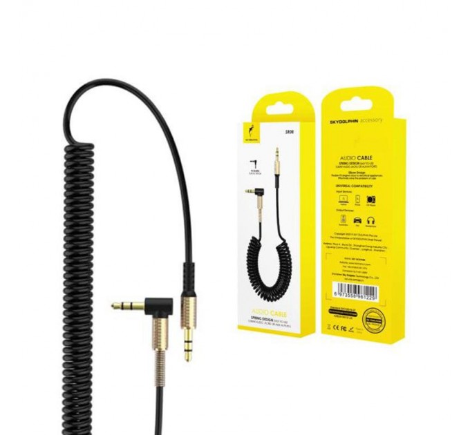 SkyDolphin Аудіо-кабель SkyDolphin SR08 Spring Wire 3.5 мм - 3.5 мм (M/M), 1 м, Black (SDAUX-000062)