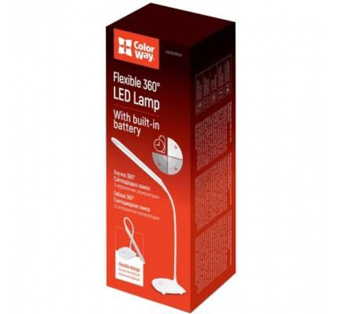 Настільна лампа ColorWay LED Flexible 360 with built-in accumulator 1200mAh (CW-DL07FB-W)