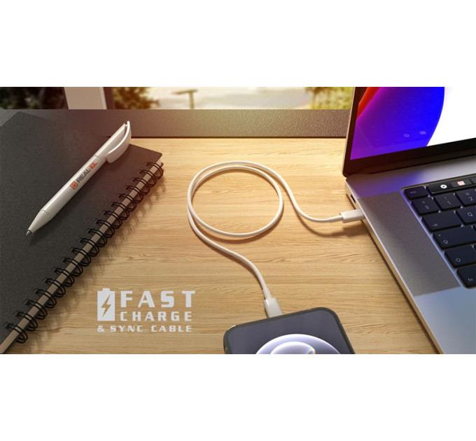 REAL-EL Кабель REAL-EL USB Type-C - Lightning (M/M), 2 м, White  (4743304104697)