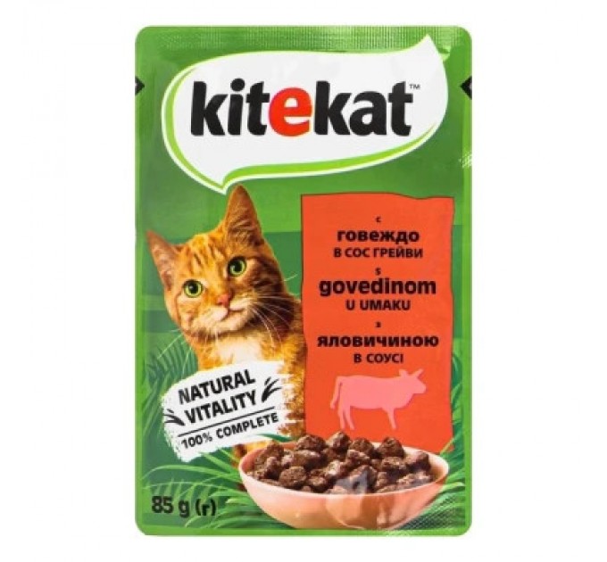 Kitekat Вологий корм для кішок Kitekat з яловичиною в соусі 85 г (5900951307379)
