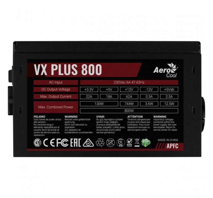 AeroCool Блок живлення AeroCool VX Plus Stealth 800 (ACPN-VS80AEY.12) 800W