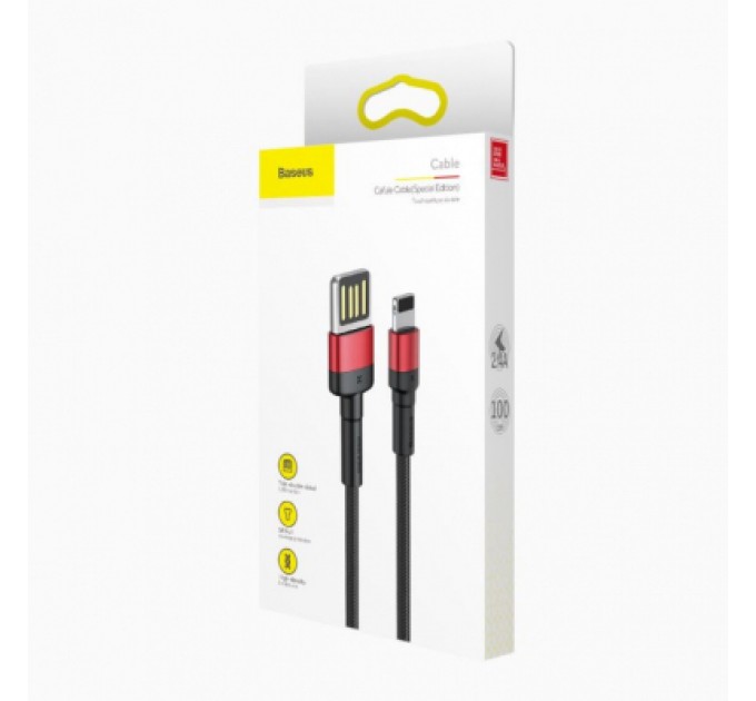 Baseus Дата кабель USB 2.0 AM to Lightning 1.0m Cafule Special Edition 2.4A Black-Red Baseus (CALKLF-G91)