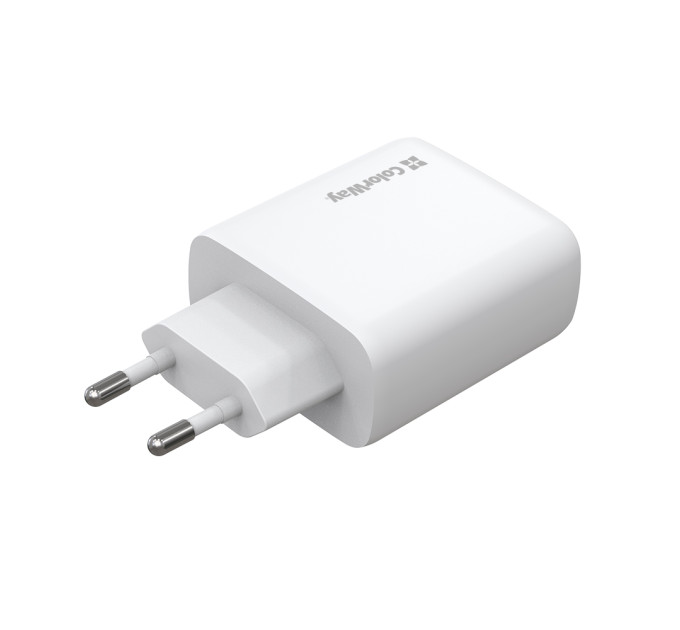 ColorWay Мережевий зарядний пристрій ColorWay GaN Mini 50W PD Port PPS USB (Type-C PD 30W + Type-C PD 20W) White (CW-CHS050PD-WT)