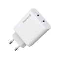 ColorWay Мережевий зарядний пристрій ColorWay GaN Mini 50W PD Port PPS USB (Type-C PD 30W + Type-C PD 20W) White (CW-CHS050PD-WT)