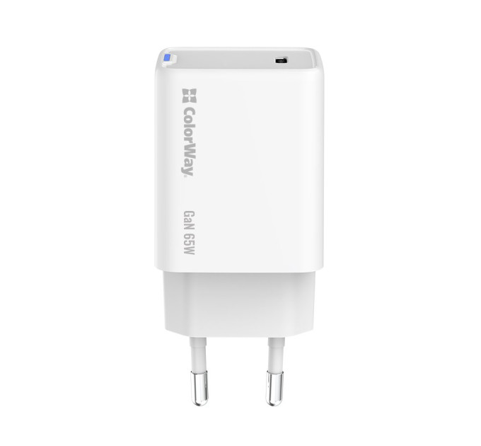 ColorWay Мережевий зарядний пристрій ColorWay GaN Mini 65W PD Port PPS USB-C White (CW-CHS049PD-WT)