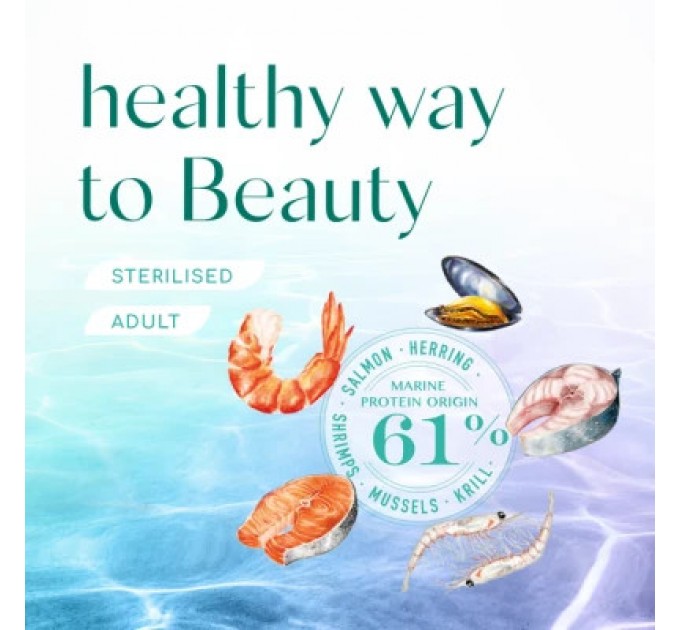 Optimeal Сухий корм для кішок Optimeal Beauty Fitness для стерилізованих/кастрованих з морепродуктами 1.5 кг (4820215369848)