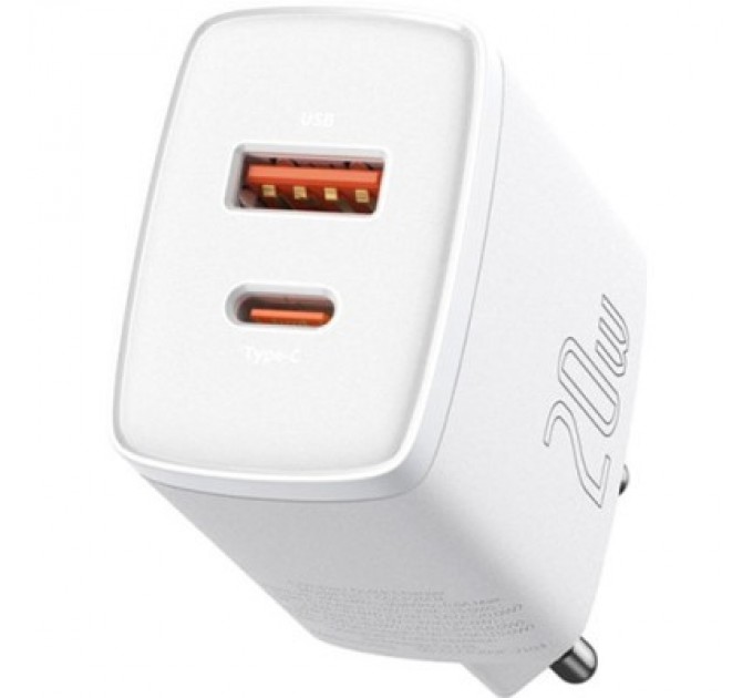 Baseus Зарядний пристрій Baseus Compact Quick Charger U+C 20W EU White (CCXJ-B02)