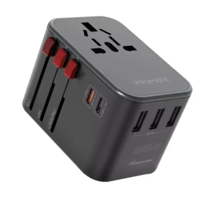 Promate Зарядний пристрій Promate tripmate-36w.black