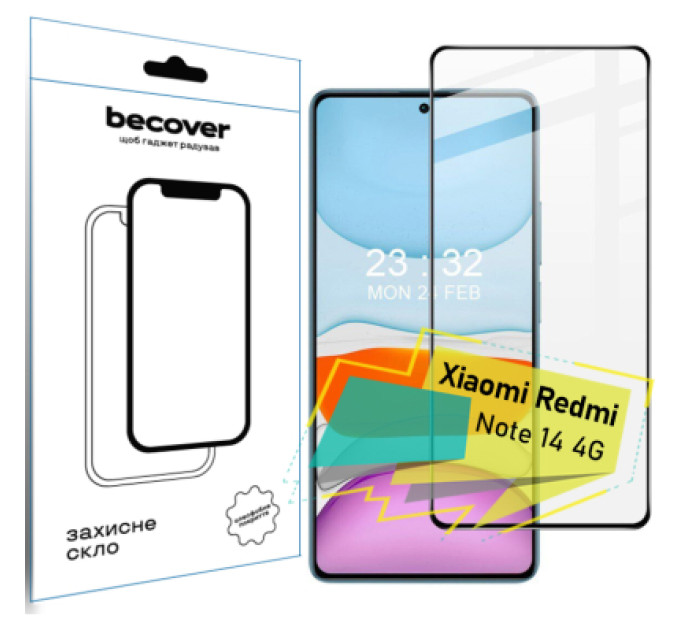BeCover Скло захисне BeCover Xiaomi Redmi Note 14 4G Black (713099)