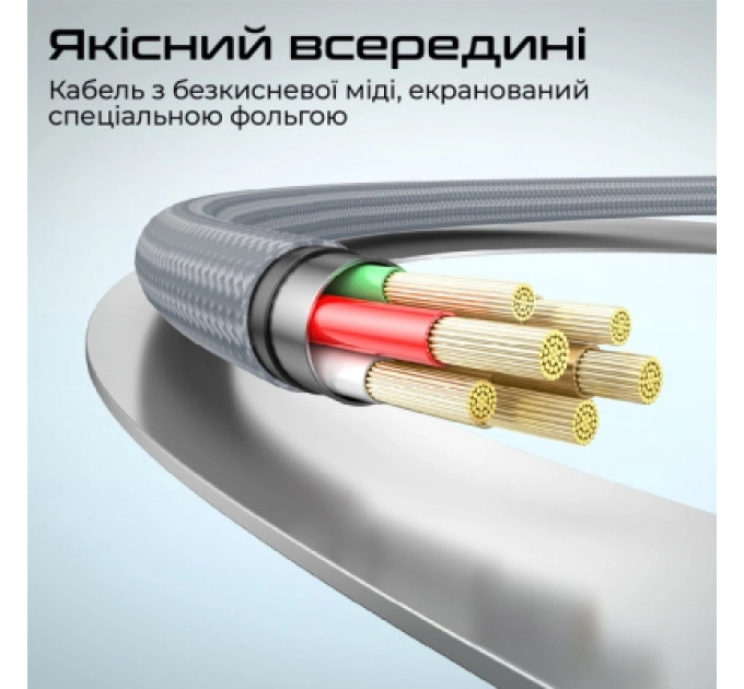 Promate Дата кабель USB-C to USB-C springy.grey Promate (springy.grey)