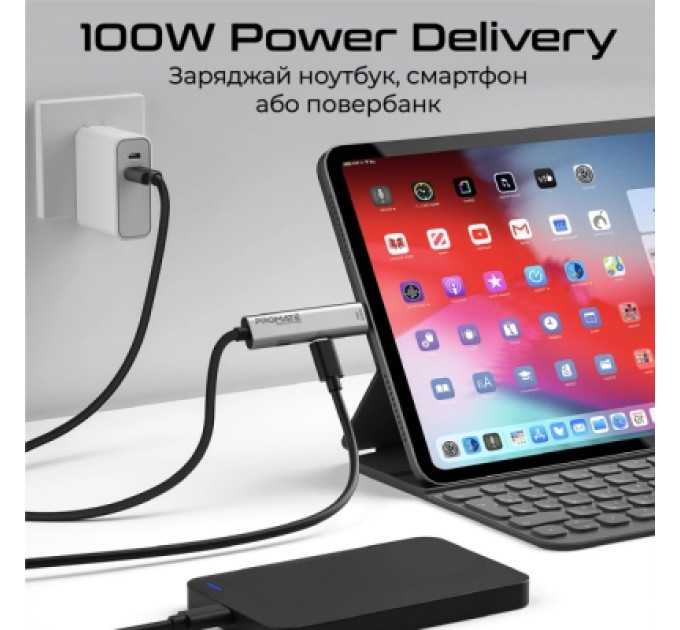 Promate Дата кабель USB-C to USB-C portlink-c3.black Promate (portlink-c3.black)