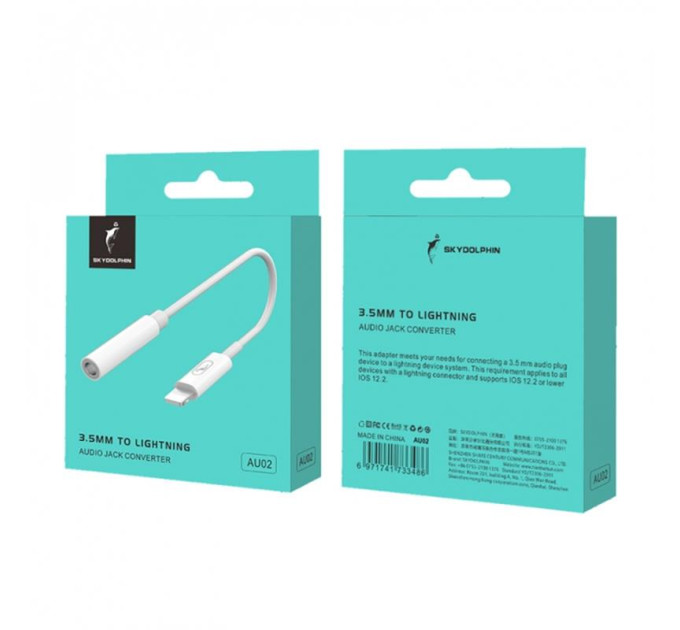 SkyDolphin Перехідник SkyDolphin AU02 Lightning - 3.5 мм (M/F) White (SDADPT-00017)