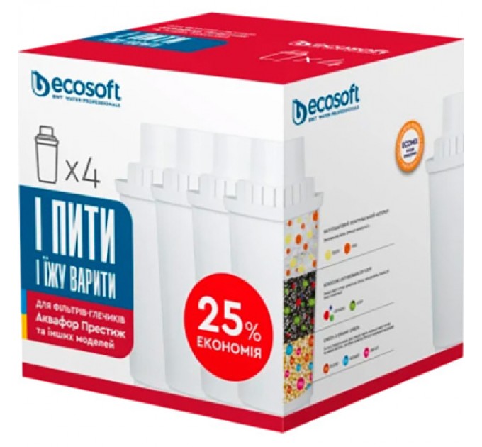 Ecosoft Картридж для фільтра глечика Ecosoft Аквафор 4шт (CRVK4AQRECO)