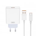 XO Зарядний пристрій XO USB 120W + cable USB to USB-C white (XO-L128U)