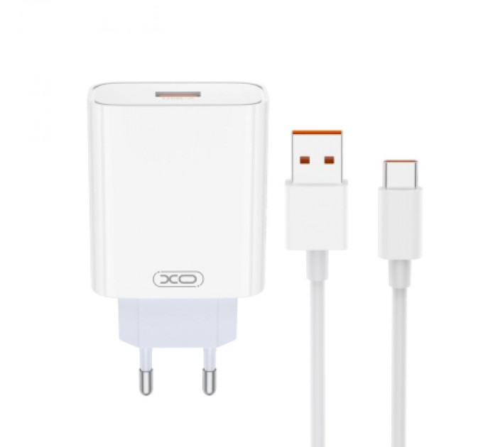 XO Зарядний пристрій XO USB 120W + cable USB to USB-C white (XO-L128U)