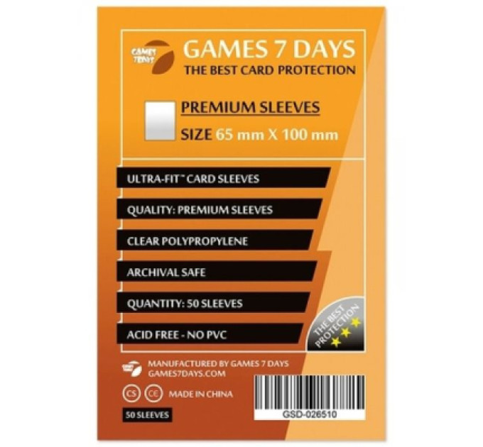 Games 7 Days Протектор для карт Games 7 Days 65 х 100 мм, Magnum, 50 шт (PREMIUM) (GSD-026510)
