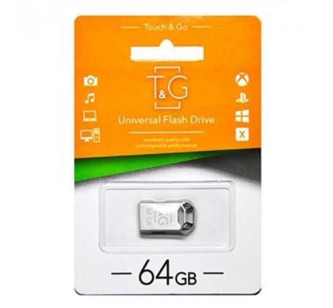 USB флеш накопичувач T&G 64GB 110 Metal Series Silver USB 2.0 (TG110-64G)