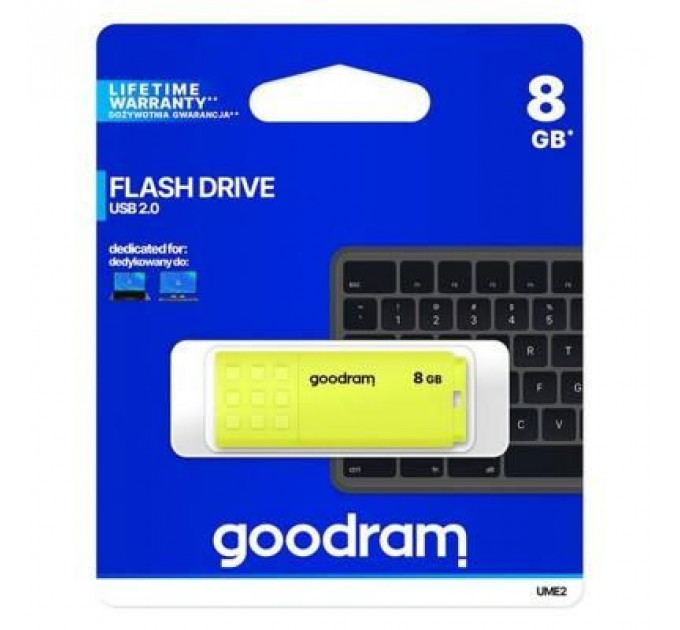 USB флеш накопичувач Goodram 8GB UME2 Yellow USB 2.0 (UME2-0080Y0R11)