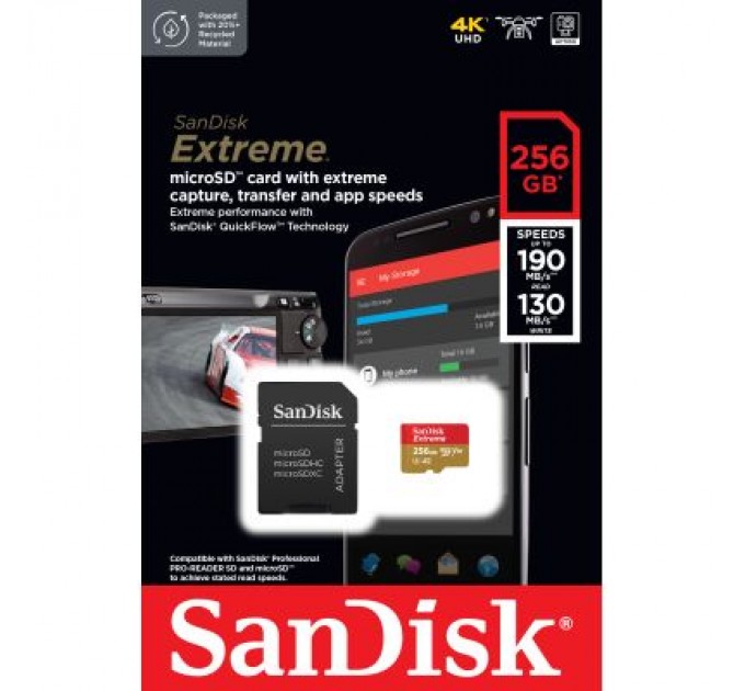 SanDisk Карта пам'яті SanDisk 256GB microSD class 10 UHS-I U3 Extreme (SDSQXAV-256G-GN6MA)