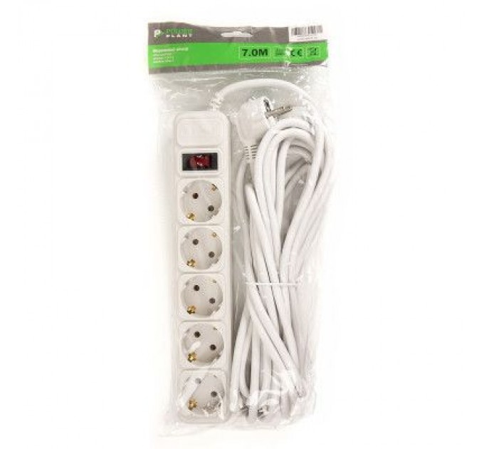 PowerPlant Мережевий фільтр живлення PowerPlant 7 м, 5 розеток, 3x1.5мм2, евростандарт (JY-1056/7) (PPSA10M70S5)