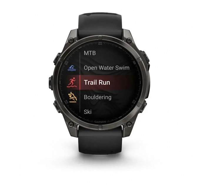 Garmin Смарт-годинник Garmin Fenix 8 47mm AMOLED Sapphire Carbon Gray DLC Titanium with Black Silicone (010-02904-29)