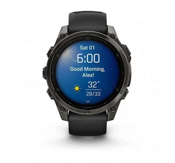 Garmin Смарт-годинник Garmin Fenix 8 47mm AMOLED Sapphire Carbon Gray DLC Titanium with Black Silicone (010-02904-29)