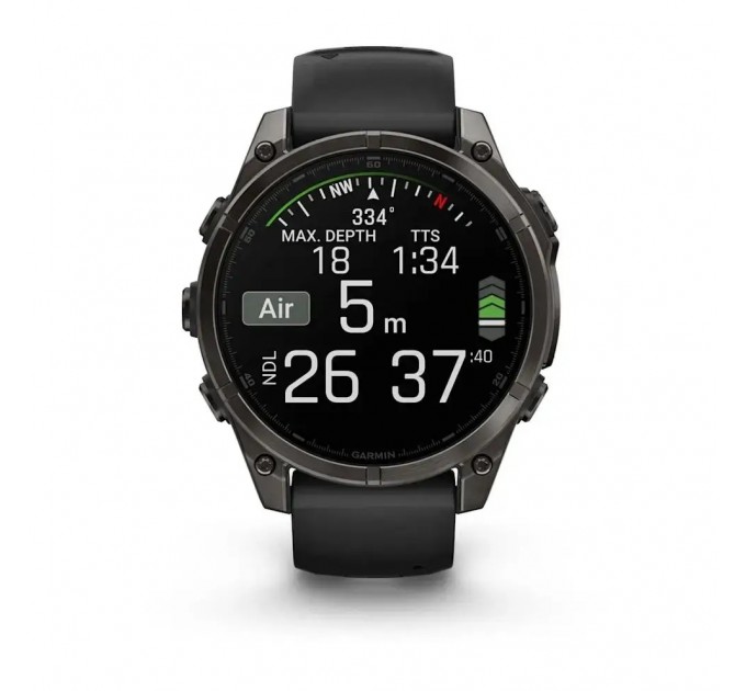 Garmin Смарт-годинник Garmin Fenix 8 47mm AMOLED Sapphire Carbon Gray DLC Titanium with Black Silicone (010-02904-29)