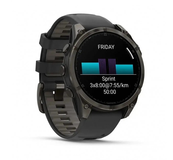 Garmin Смарт-годинник Garmin Fenix 8 47mm AMOLED Sapphire Carbon Gray DLC Titanium with Black Silicone (010-02904-29)