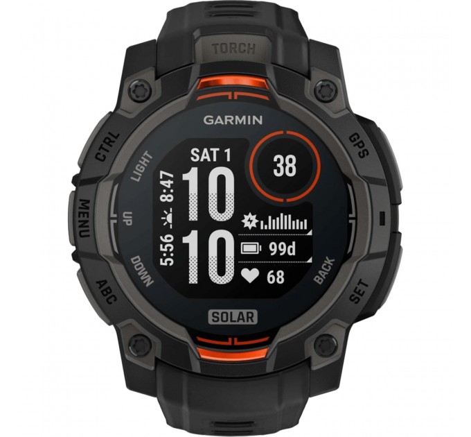 Garmin Смарт-годинник Garmin Instinct 3 45mm Solar Black with Black Silicone Band (010-02934-40)