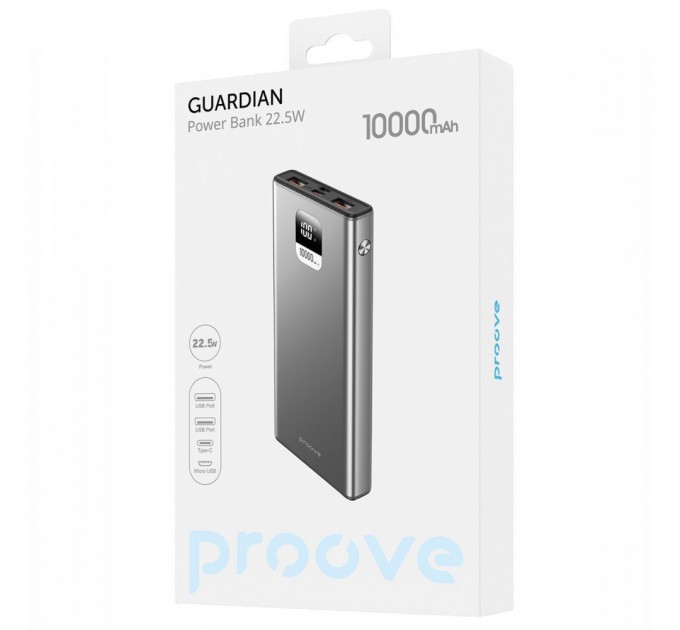 Proove Універсальна мобільна батарея Proove Guardian 22.5W 10000mAh Gray (PBG122210004)