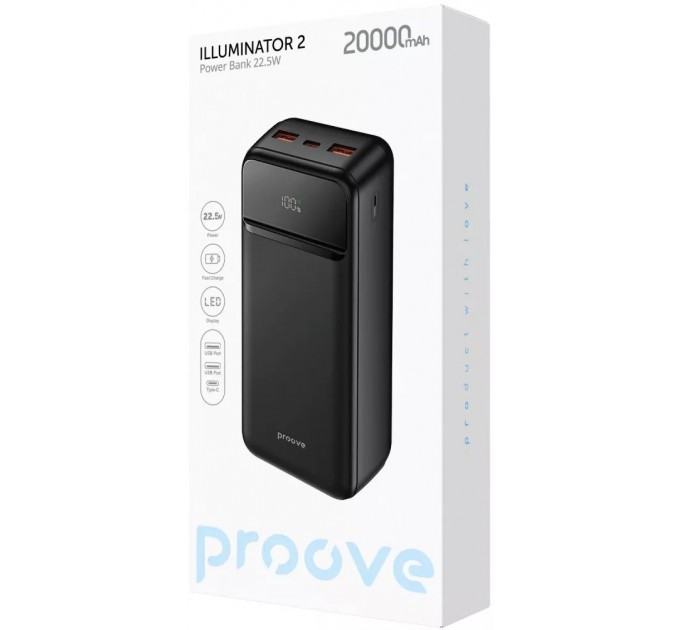 Proove Універсальна мобільна батарея Proove Illuminator 2 22.5W 20000mAh Black (PBIP20212201)