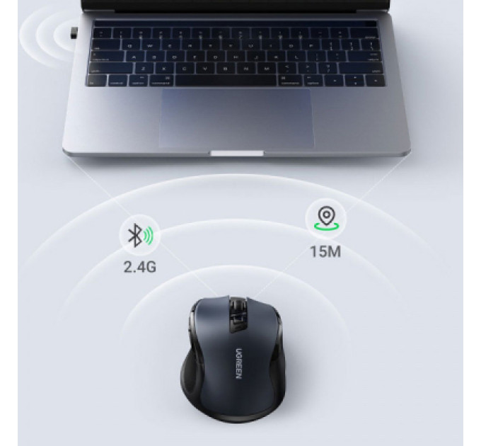 Ugreen Мишка Ugreen MU006 Ergonomic Wireless Gray/Black (15063)