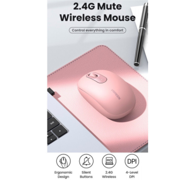 Ugreen Мишка Ugreen MU105 Wireless Pink (90686)