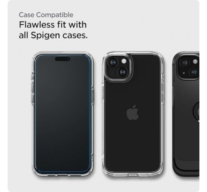 Spigen Скло захисне Spigen Apple iPhone 15 Glas.tR AlignMaster FC Black (2P) (AGL06906)