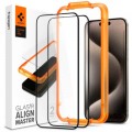 Spigen Скло захисне Spigen Apple iPhone 15 Glas.tR AlignMaster FC Black (2P) (AGL06906)