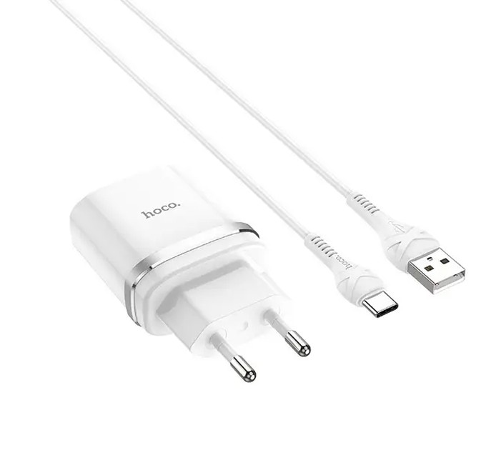 HOCO Сетевое зарядное устройство Hoco C12Q (1USB, 3А) QC3.0 White (S23111) + кабель Type-C