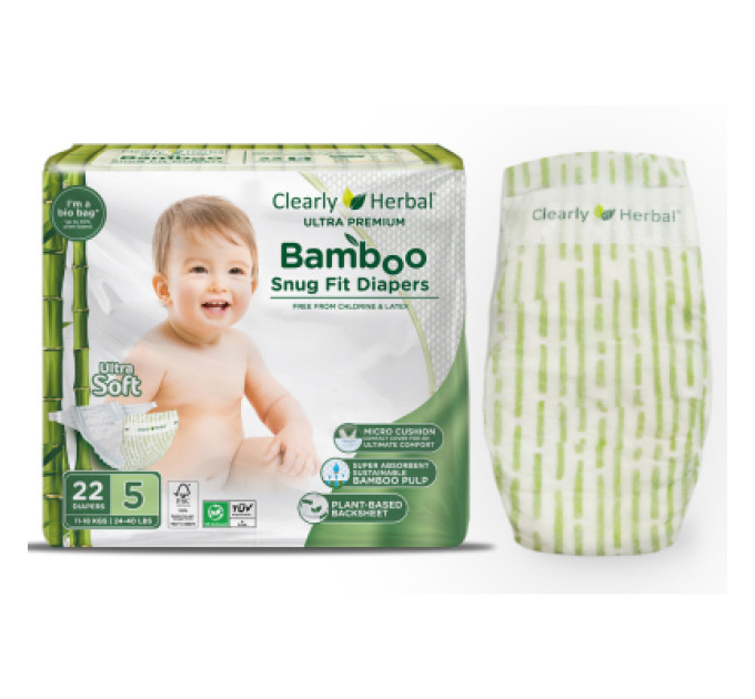 Clearly Herbal Підгузки Clearly Herbal Bamboo, розмір 5 (11-18 кг), 22 шт (1137)