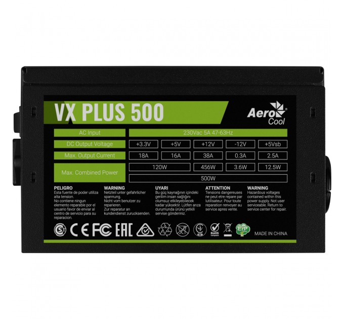 AeroCool Блок живлення AeroCool VX Plus Stealth 500 (ACPN-VS50NEY.12) 500W