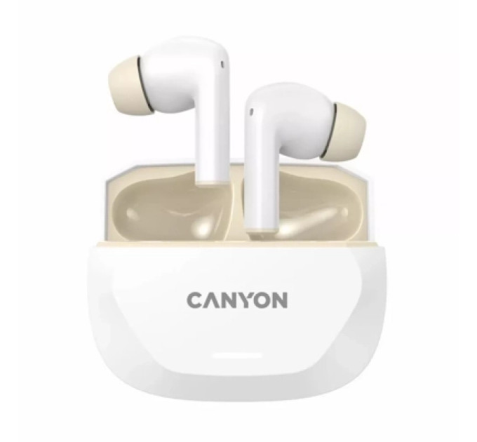 Canyon Навушники Canyon Hexagon 7 TWS ANC+ENC Wireless Charge White/Beige (CNS-TWS7WB)