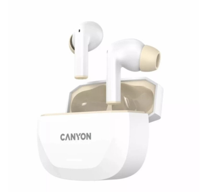 Canyon Навушники Canyon Hexagon 7 TWS ANC+ENC Wireless Charge White/Beige (CNS-TWS7WB)