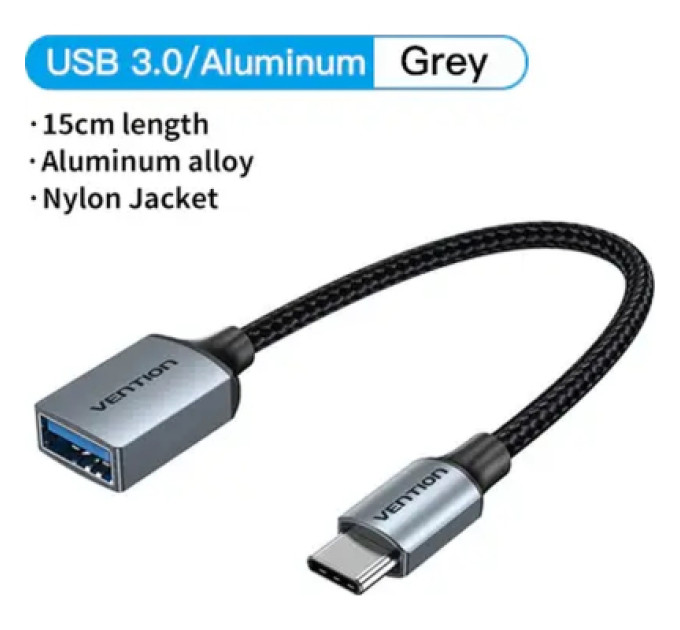 Vention Перехідник USB 3.0 Type-C to USB AF (OTG) 0.15m Aluminum Alloy Vention (CCXHB)